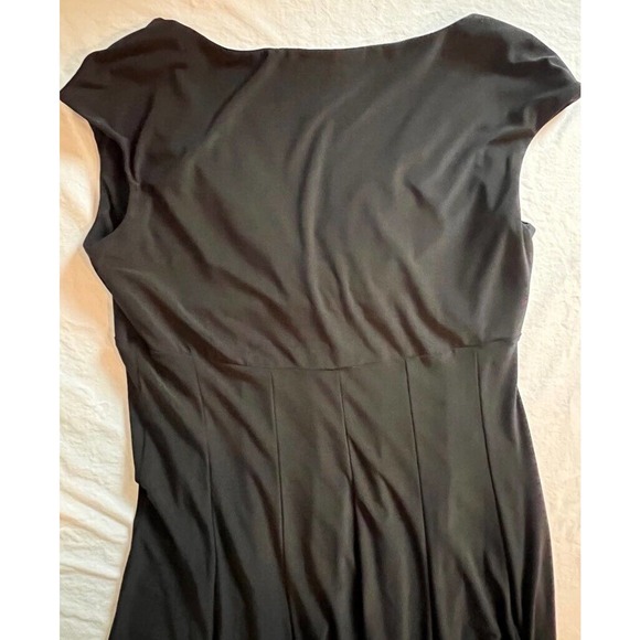 Lauren Ralph Lauren Womens Sheath Dress Black Surplice Neck Pleated Midi‎ LBD 10 - Picture 7 of 8